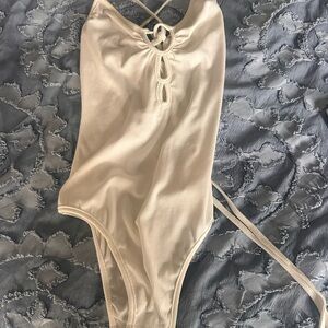 Cream Ribbed Princess Polly Body Suit